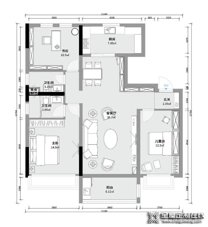 空間做減法 ，98㎡卡諾亞竟然可以，3房3廳打造贊美極簡生活