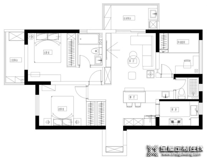 佰麗愛家分享的105㎡現代極簡3居室，隱形收納系統，兼顧顏值與實用！