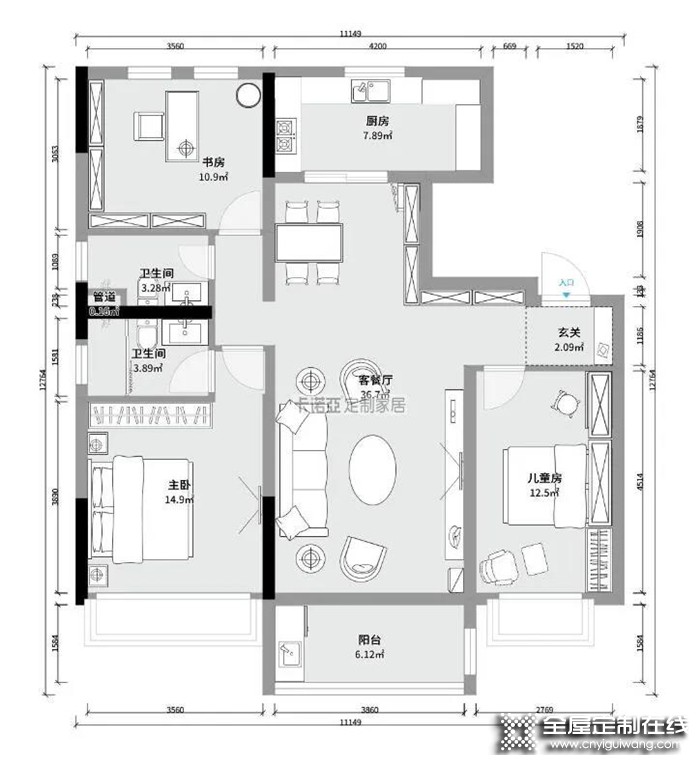 高級灰簡約白，卡諾亞帶你看98㎡奢宅這樣設計低調唯美感爆棚