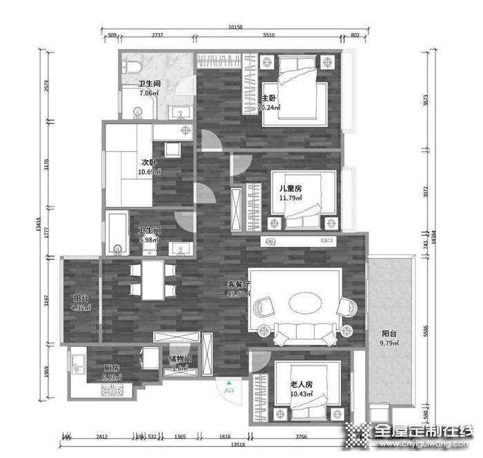 卡諾亞135 m²輕奢四房裝修案例，鄰居看完后悔裝早了！