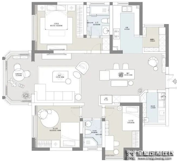 帥太全屋定制120㎡三居室，客餐廳開放式設(shè)計，沒想到......