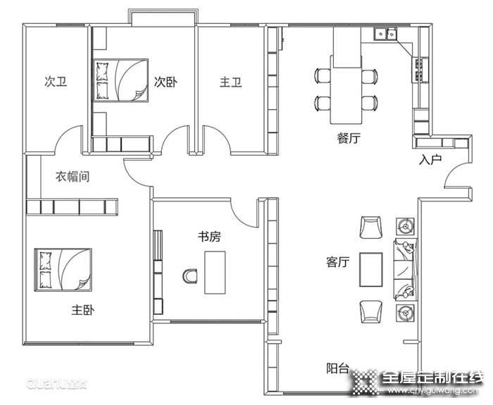 全友全屋案例丨121㎡冷色美家！精致燈光，顏控夫婦的現(xiàn)代三居